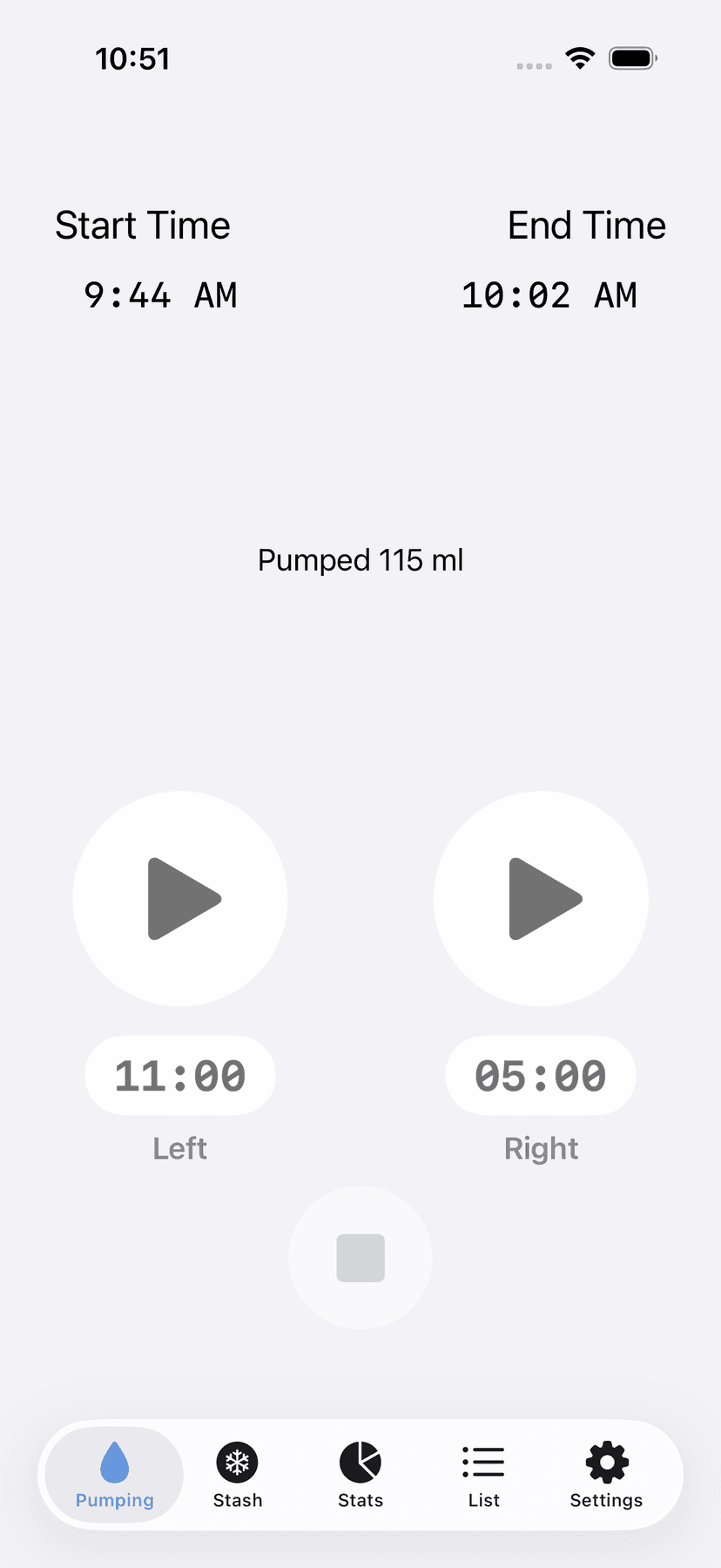 Pumpe tracking screen