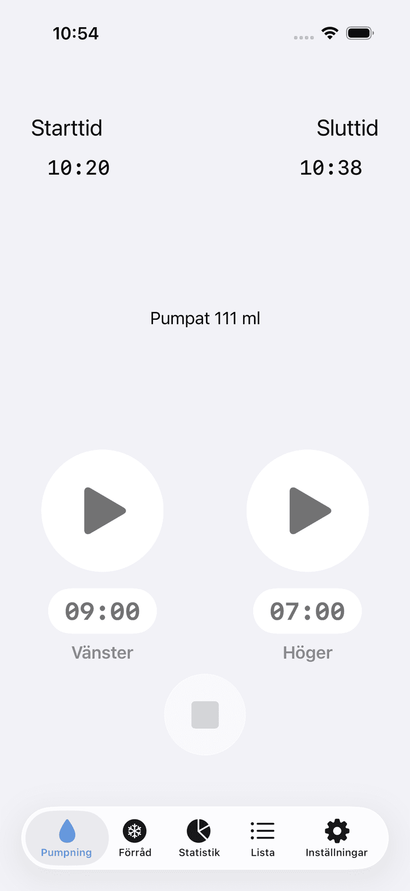 Pumpe tracking screen
